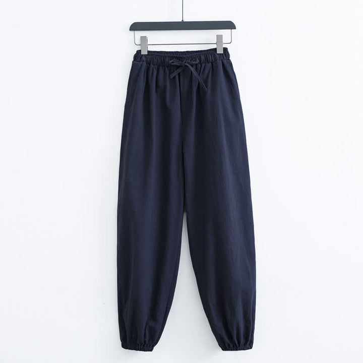 Pantalones harem casuales de algodón para hombre con estampado de Buddha Stones, color liso y bolsillos. - Azul medianoche - US/UK/AU44, EU54 (4XL) - image 7