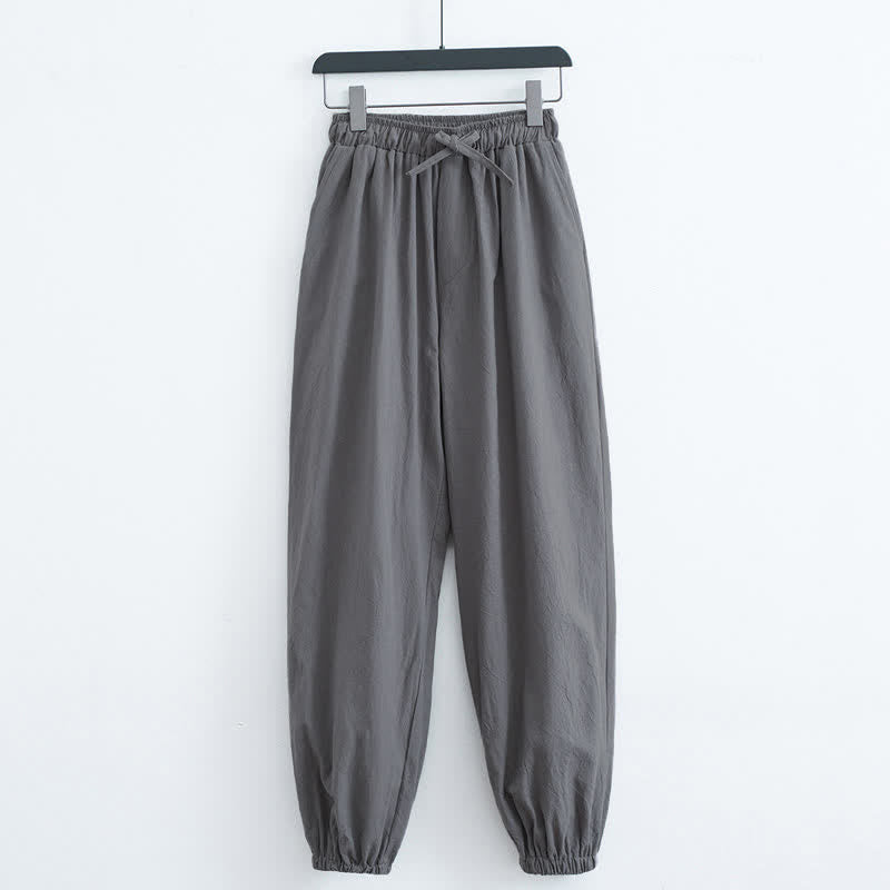 Pantalones harem casuales de algodón para hombre con estampado de Buddha Stones, color liso y bolsillos. - Gris oscuro - US/UK/AU44, EU54 (4XL) - image 5
