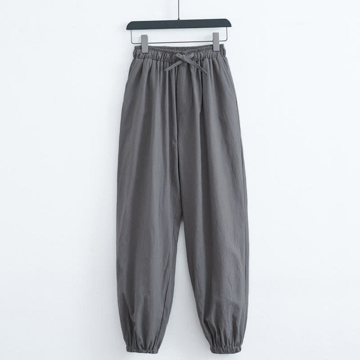 Pantalones harem casuales de algodón para hombre con estampado de Buddha Stones, color liso y bolsillos. - Gris oscuro - US/UK/AU44, EU54 (4XL) - image 5
