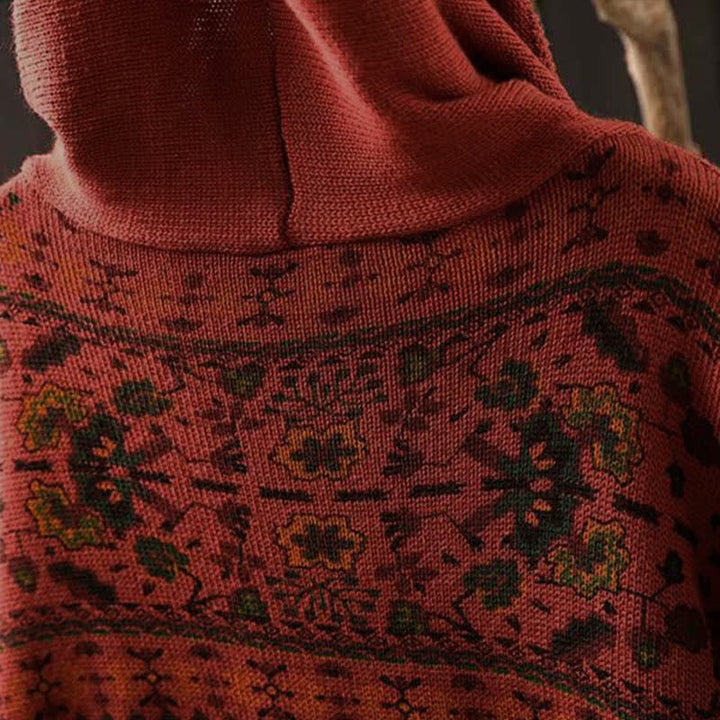 Sudadera con capucha de punto de manga larga para mujer, de algodón, con estampado geométrico de rayas y Buddha Stones otoño. - image 6