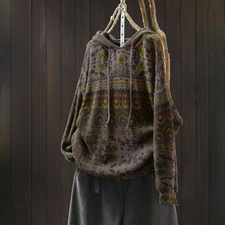 Sudadera con capucha de punto de manga larga para mujer, de algodón, con estampado geométrico de rayas y Buddha Stones otoño. - Caqui oscuro - US4-6, UK/AU8-10, EU36-38 (F) - image 12
