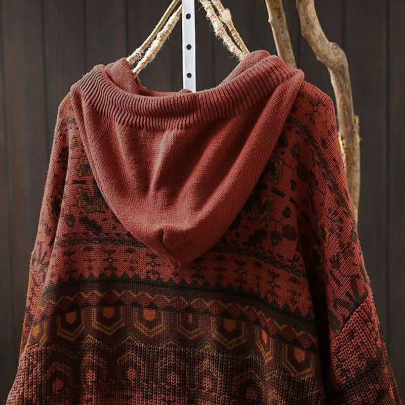 Sudadera con capucha de punto de manga larga para mujer, de algodón, con estampado geométrico de rayas y Buddha Stones otoño. - image 5