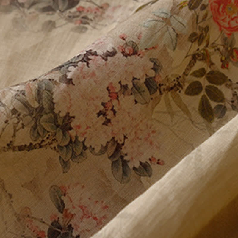Buddha Stones Camisas de manga larga para mujer con estampado floral y botones de rana, estilo vintage, para primavera y verano. - image 8