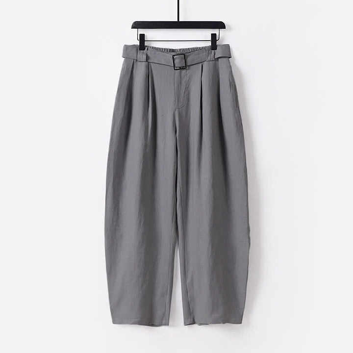Pantalones de hombre de algodón y lino de pierna ancha con bolsillos, diseño de verano con cremallera y cintura elástica, estampado de Buddha Stones. - Gris - US./ UK/ 56, UE 66 (9XL) - image 10