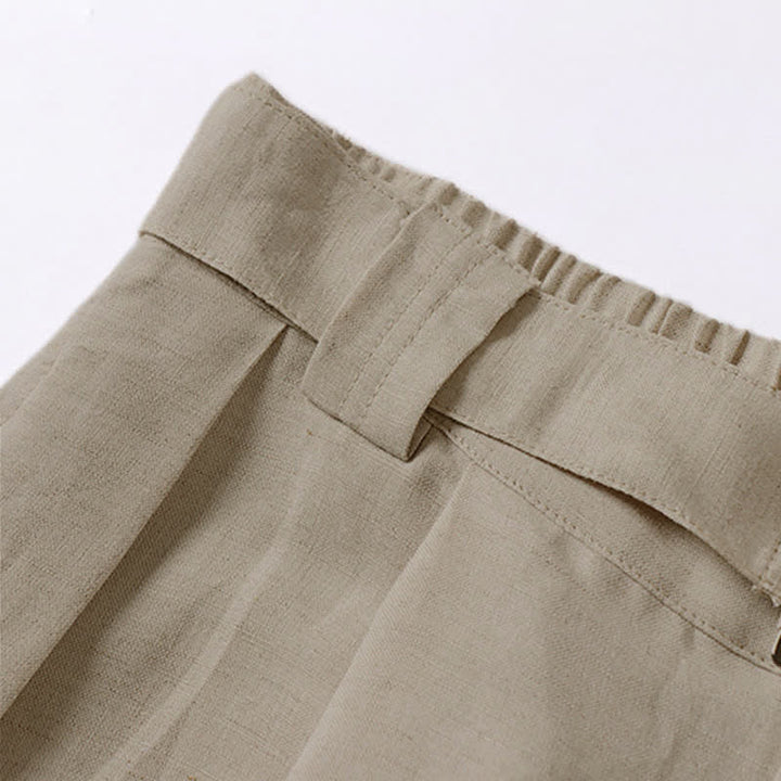 Pantalones de hombre de algodón y lino de pierna ancha con bolsillos, diseño de verano con cremallera y cintura elástica, estampado de Buddha Stones. - image 6
