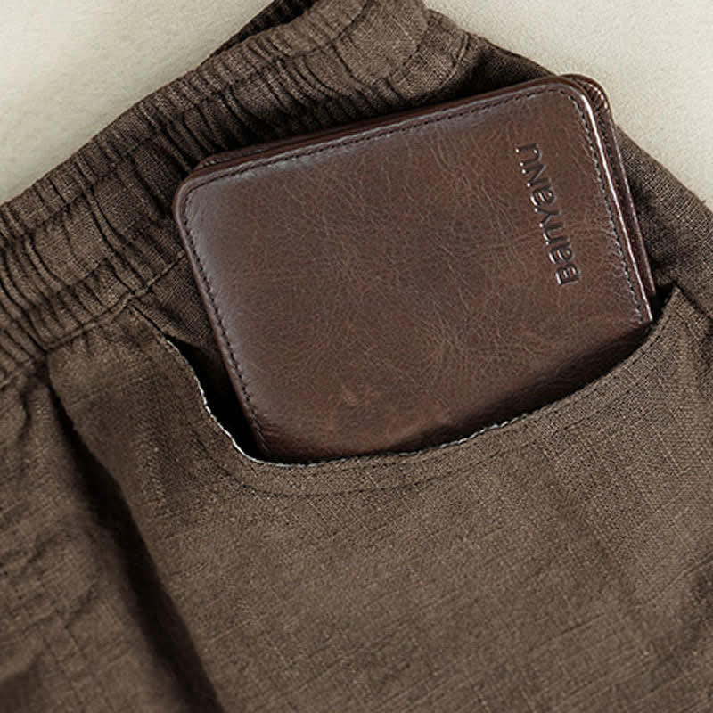 Buddha Stones Pantalones tobilleros lisos con cordón ajustable para hombre, estilo casual de primavera/verano, con pierna recta y bolsillo. - image 6