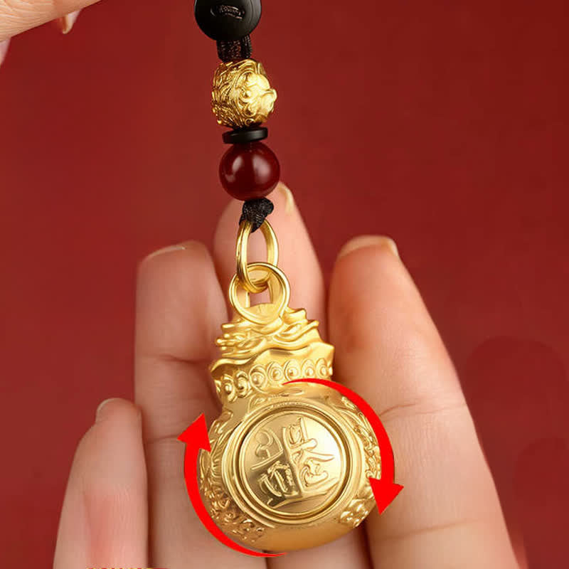 Buddha Stones Llaveros con monedas y bolsa de dinero del zodíaco chino en tono dorado y cobre para "Hacer fortuna cada día". - image 4