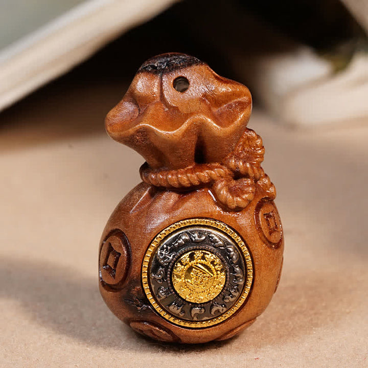 Buddha Stones Llavero chino de madera de azufaifo alcanzado por un rayo para la protección de monedas y la riqueza. - image 6