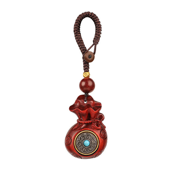 Buddha Stones Bolsa de dinero de sándalo rojo Om Mani Padme Hum Sabiduría Llaveros de fortuna - image 6
