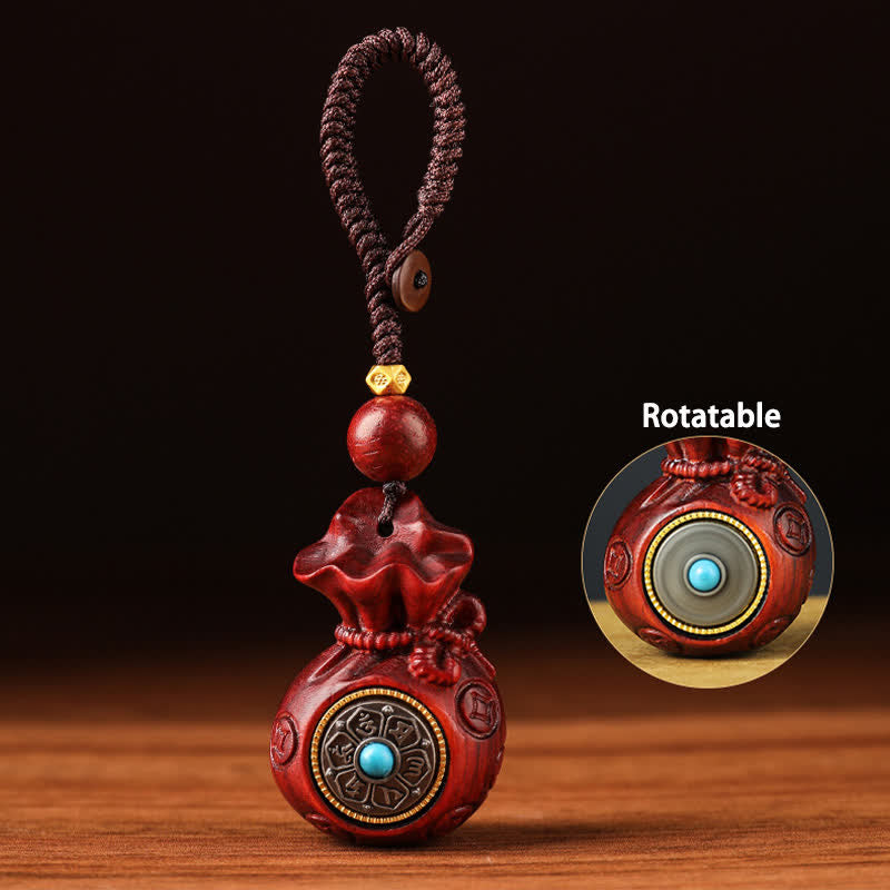 Buddha Stones Bolsa de dinero de sándalo rojo Om Mani Padme Hum Sabiduría Llaveros de fortuna - Bolsa de dinero sencilla - image 0