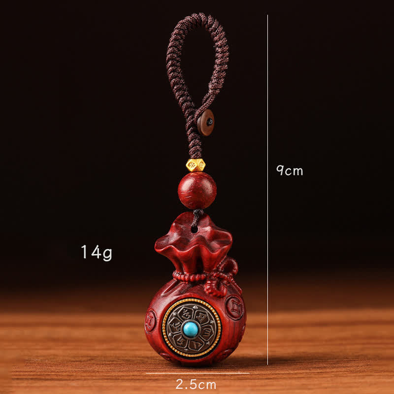 Buddha Stones Bolsa de dinero de sándalo rojo Om Mani Padme Hum Sabiduría Llaveros de fortuna - image 2