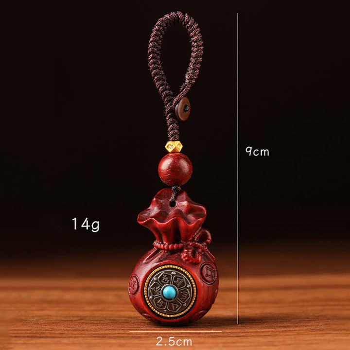 Buddha Stones Bolsa de dinero de sándalo rojo Om Mani Padme Hum Sabiduría Llaveros de fortuna - image 2