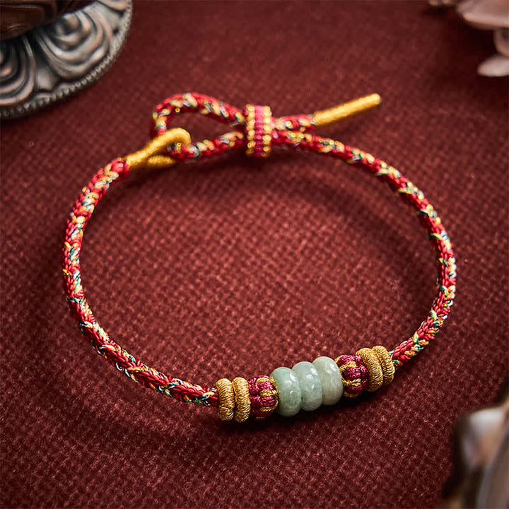 Buddha Stones Pulsera de cuentas de jade con forma de ábaco de la suerte tejida a mano - image 12