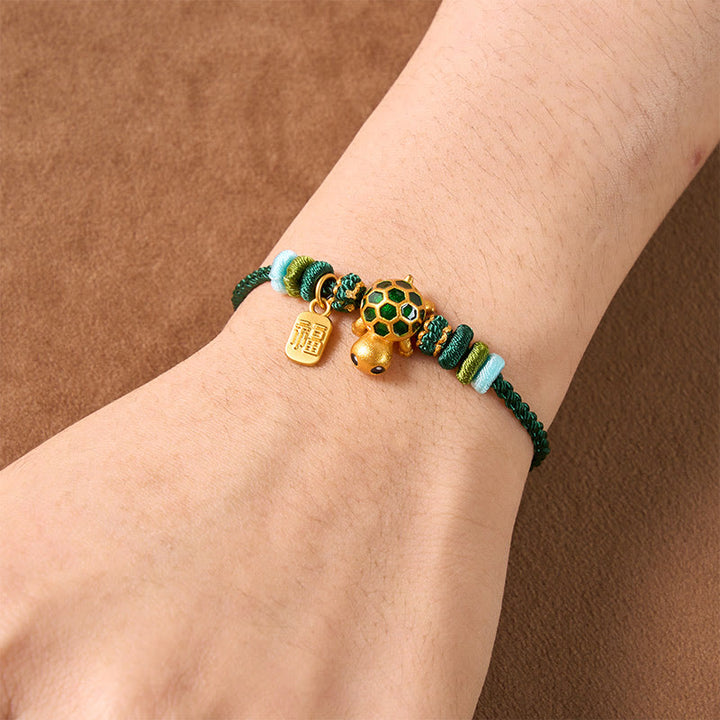 Buddha Stones Pulsera de resistencia tejida a mano con hilo rojo y diseño de tortuga Fu. - image 4