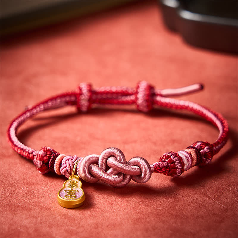 Buddha Stones Pulsera de hilo rosa con la frase "Hazte rico rápidamente" tejida a mano con la frase "Refuerza tu calabaza" - image 2