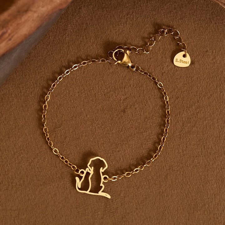 Buddha Stones Pulsera con colgante minimalista de acero de titanio para perro y gato, cadena protectora - Oro (circunferencia de la muñeca: 14-17 cm) - image 0