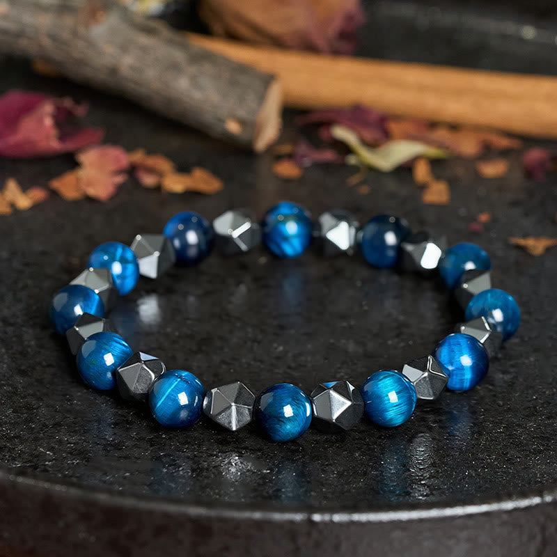 Buddha Stones Pulsera de fuerza con hematita facetada ojo de tigre - image 17