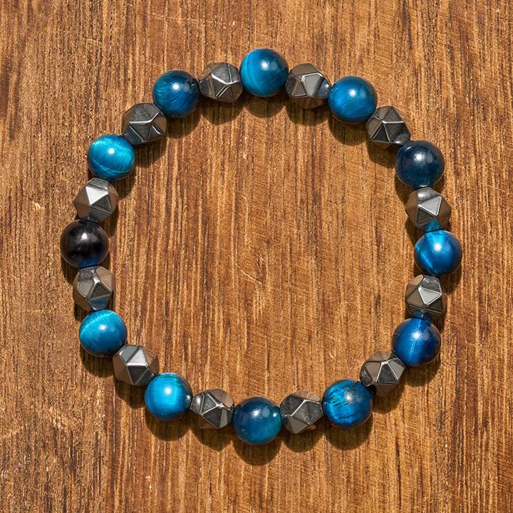 Buddha Stones Pulsera de fuerza con hematita facetada ojo de tigre - image 19