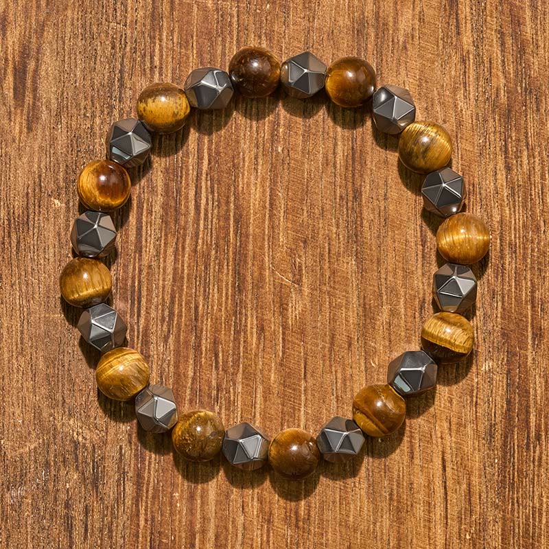 Buddha Stones Pulsera de fuerza con hematita facetada ojo de tigre - image 12