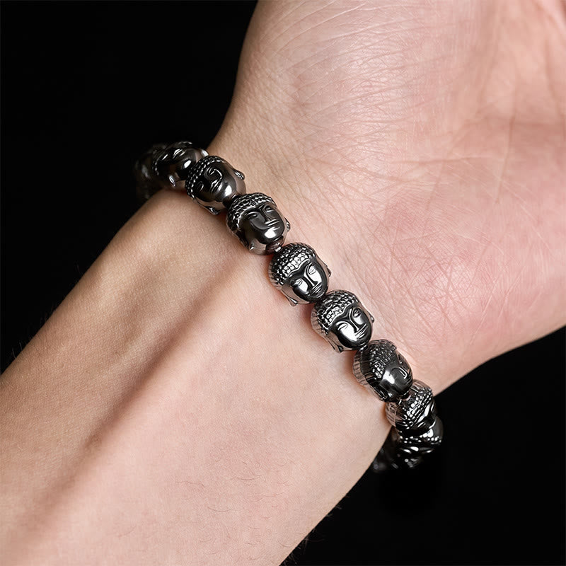 Buddha Stones Pulsera de cuentas de hematita con enfoque en Buda - image 8