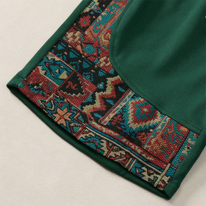 Buddha Stones Pantalones cortos de verano estilo bohemio para hombre con cintura elástica, cordón ajustable, ribete geométrico y bolsillos. - image 6