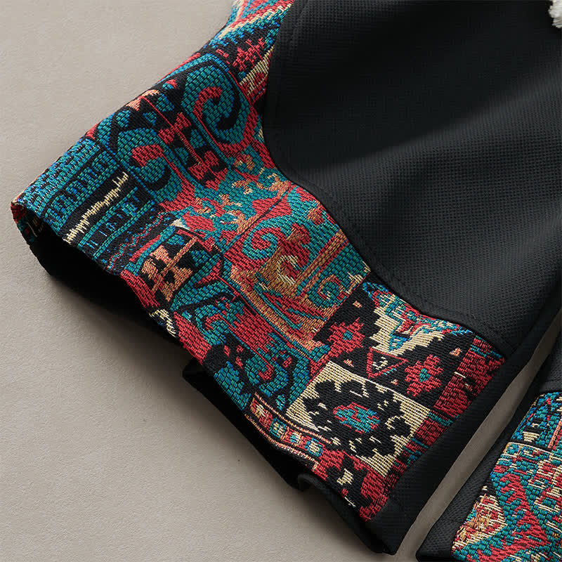Buddha Stones Pantalones cortos de verano estilo bohemio para hombre con cintura elástica, cordón ajustable, ribete geométrico y bolsillos. - image 14