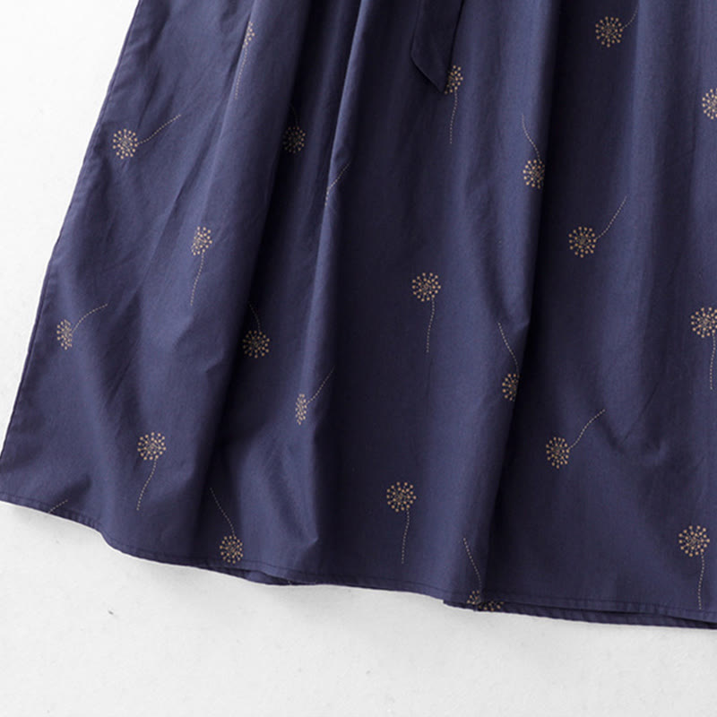 Vestido midi sin mangas con estampado de Buddha Stones en azul medianoche, diseño con cordones y bolsillos. - image 7