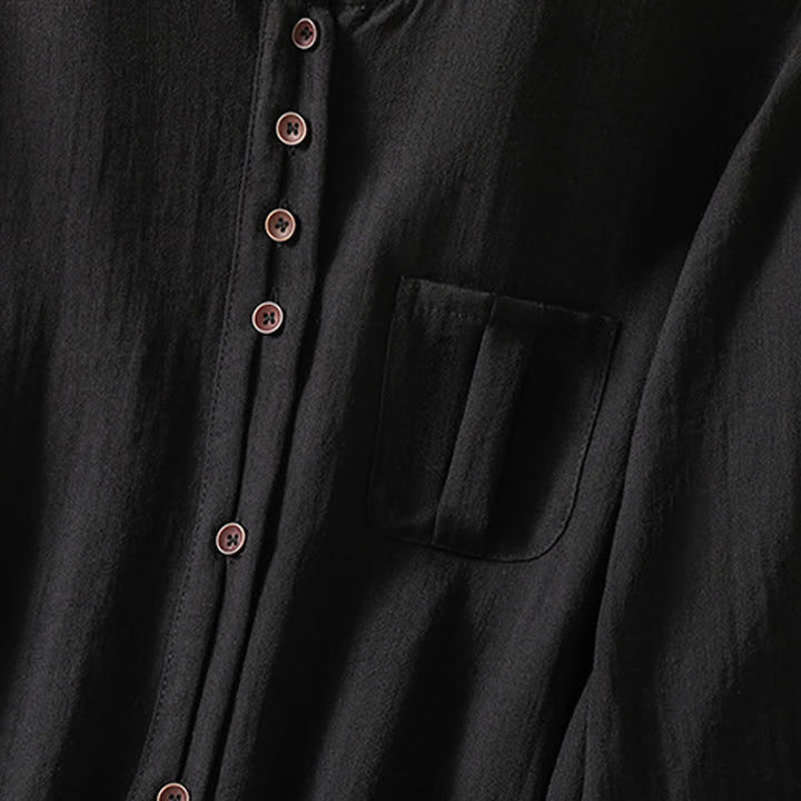 Buddha Stones Camisa de manga tres cuartos para mujer, estilo casual de primavera, minimalista, con botones y bolsillo de parche. - image 24