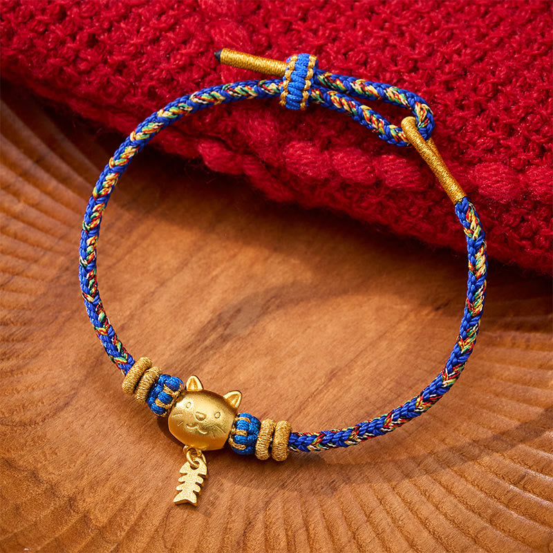 Buddha Stones Pulsera de equilibrio de hilo con forma de pez gato de cobre multicolor - Azul (circunferencia de la muñeca: 5,5–6,3 pulgadas/14–16 cm) - image 10