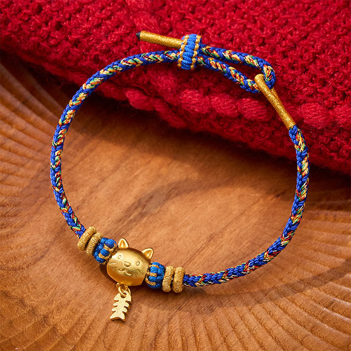 Buddha Stones Pulsera de equilibrio de hilo con forma de pez gato de cobre multicolor - Azul (circunferencia de la muñeca: 5,5–6,3 pulgadas/14–16 cm) - image 10