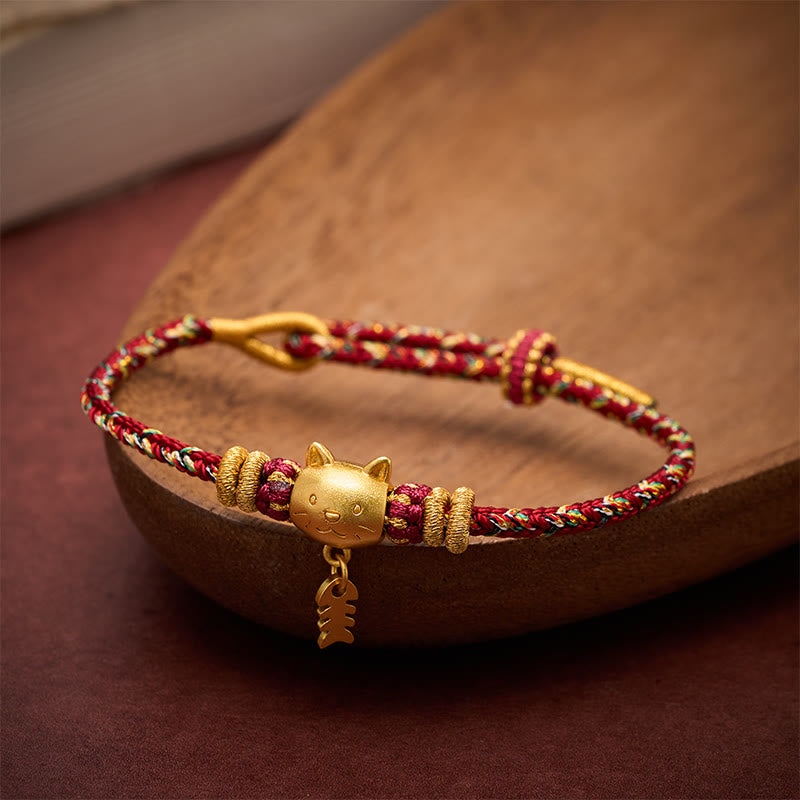 Buddha Stones Pulsera de equilibrio de hilo con forma de pez gato de cobre multicolor - image 4