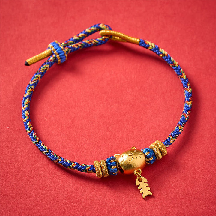 Buddha Stones Pulsera de equilibrio de hilo con forma de pez gato de cobre multicolor - image 11