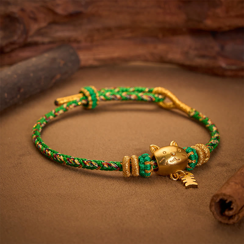 Buddha Stones Pulsera de equilibrio de hilo con forma de pez gato de cobre multicolor - image 19