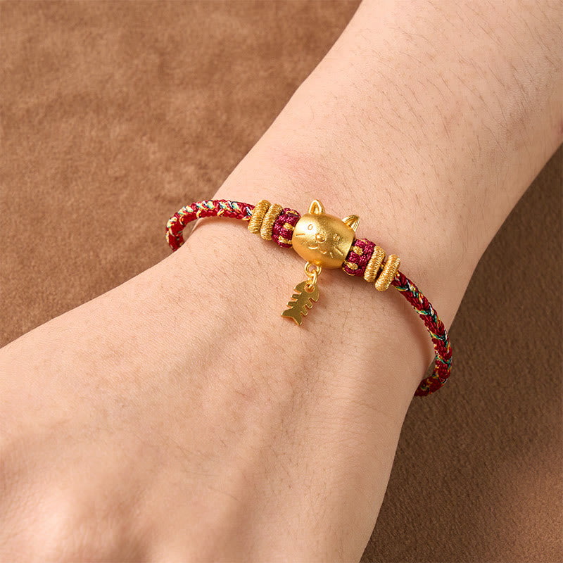 Buddha Stones Pulsera de equilibrio de hilo con forma de pez gato de cobre multicolor - image 5