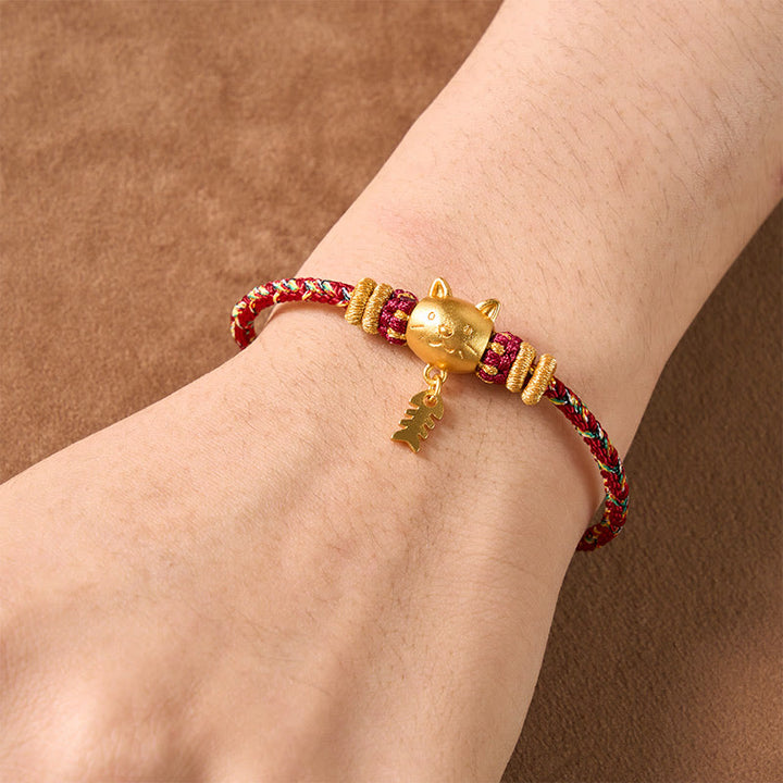 Buddha Stones Pulsera de equilibrio de hilo con forma de pez gato de cobre multicolor - image 5