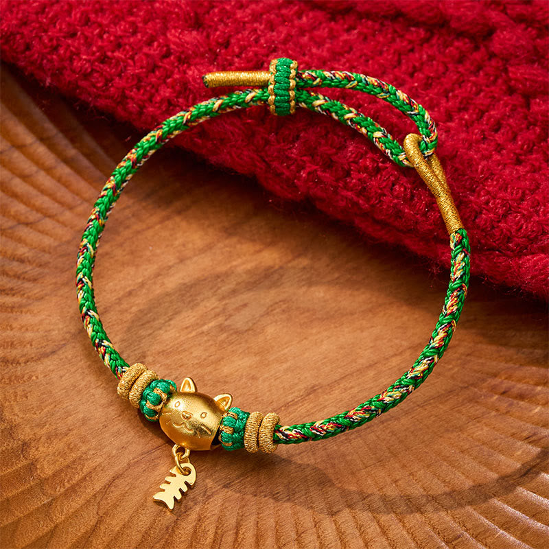 Buddha Stones Pulsera de equilibrio de hilo con forma de pez gato de cobre multicolor - Verde (circunferencia de la muñeca: 5,5–6,3 pulgadas/14–16 cm) - image 15
