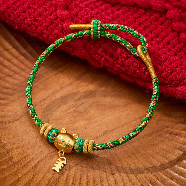 Buddha Stones Pulsera de equilibrio de hilo con forma de pez gato de cobre multicolor - Verde (circunferencia de la muñeca: 5,5–6,3 pulgadas/14–16 cm) - image 15