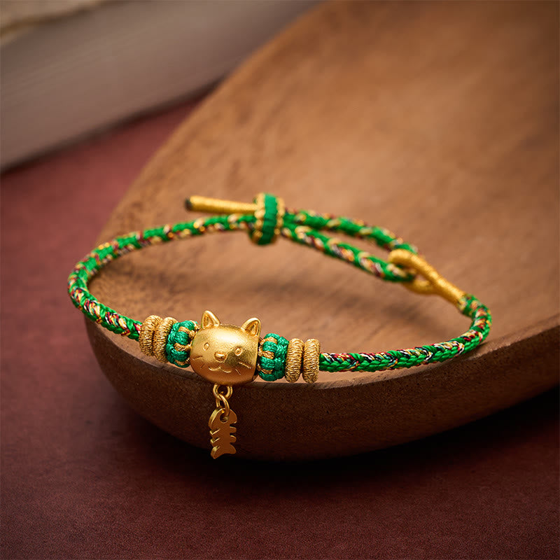 Buddha Stones Pulsera de equilibrio de hilo con forma de pez gato de cobre multicolor - image 18