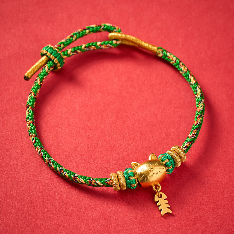 Buddha Stones Pulsera de equilibrio de hilo con forma de pez gato de cobre multicolor - image 16