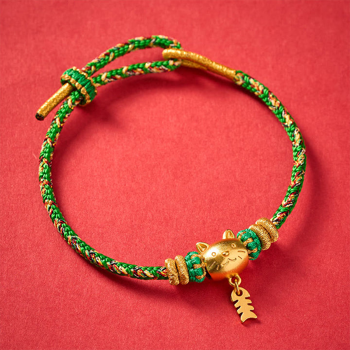 Buddha Stones Pulsera de equilibrio de hilo con forma de pez gato de cobre multicolor - image 16
