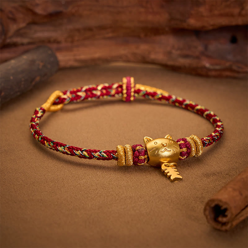Buddha Stones Pulsera de equilibrio de hilo con forma de pez gato de cobre multicolor - image 2