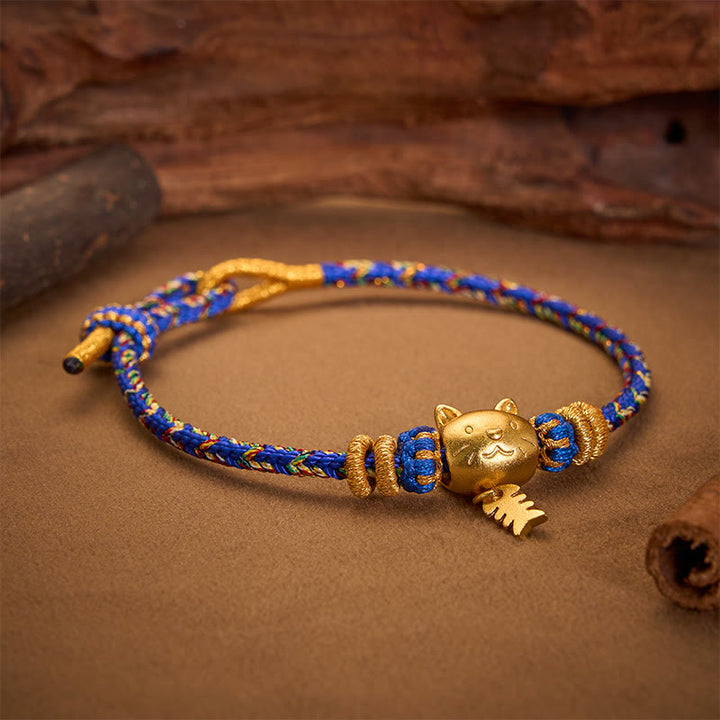 Buddha Stones Pulsera de equilibrio de hilo con forma de pez gato de cobre multicolor - image 14