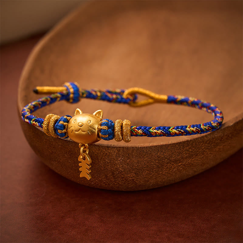 Buddha Stones Pulsera de equilibrio de hilo con forma de pez gato de cobre multicolor - image 12