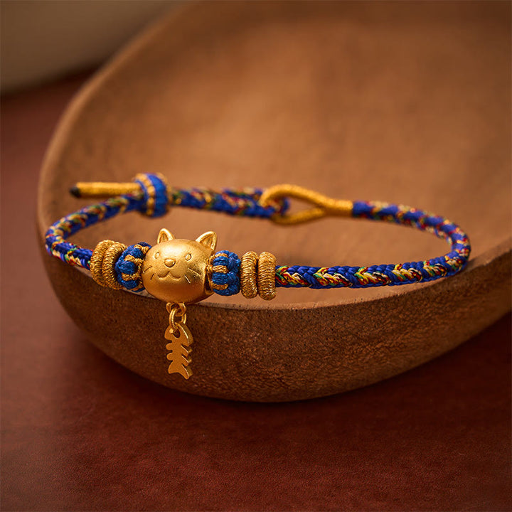 Buddha Stones Pulsera de equilibrio de hilo con forma de pez gato de cobre multicolor - image 12