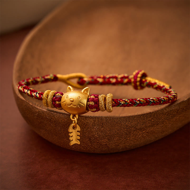 Buddha Stones Pulsera de equilibrio de hilo con forma de pez gato de cobre multicolor - image 3