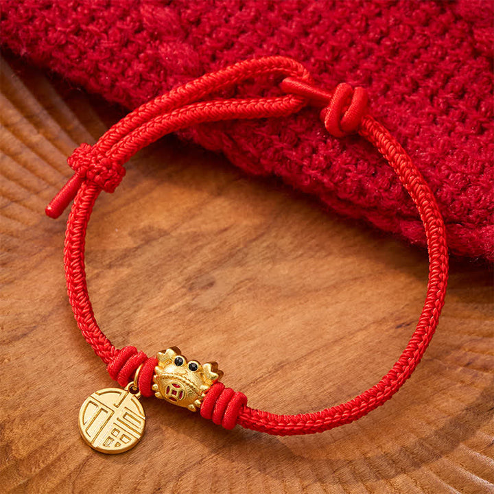 Buddha Stones Pulsera de la fortuna de hilo rojo con moneda china del carácter Fu - Rojo (Circunferencia de la muñeca: 17–19 cm) - image 10