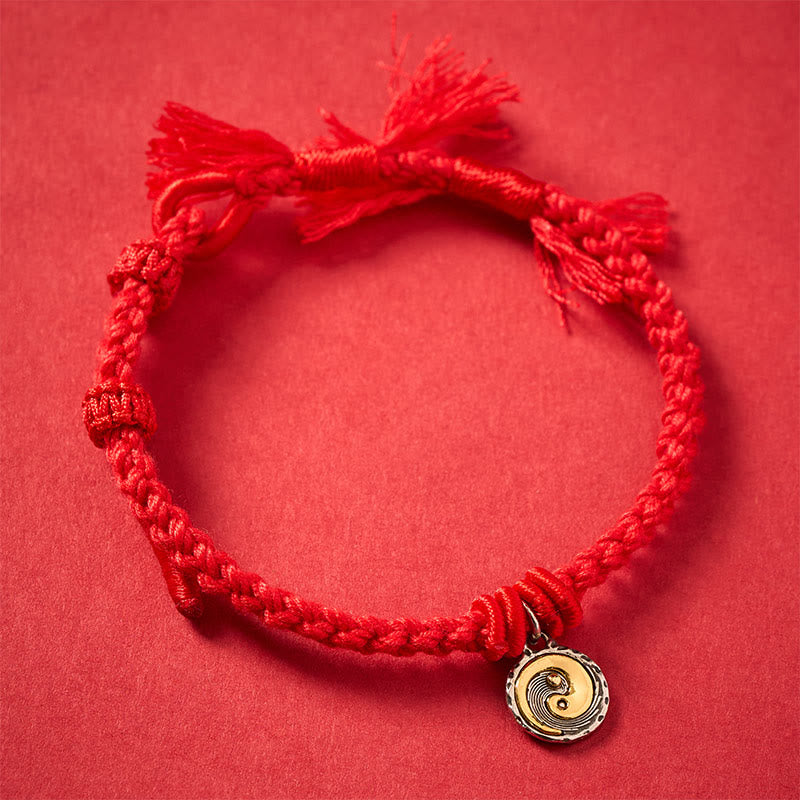 Buddha Stones Pulsera de equilibrio de hilo rojo Yin Yang de cobre - image 1