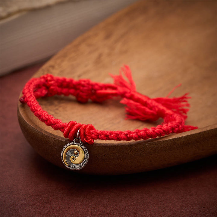 Buddha Stones Pulsera de equilibrio de hilo rojo Yin Yang de cobre - image 3