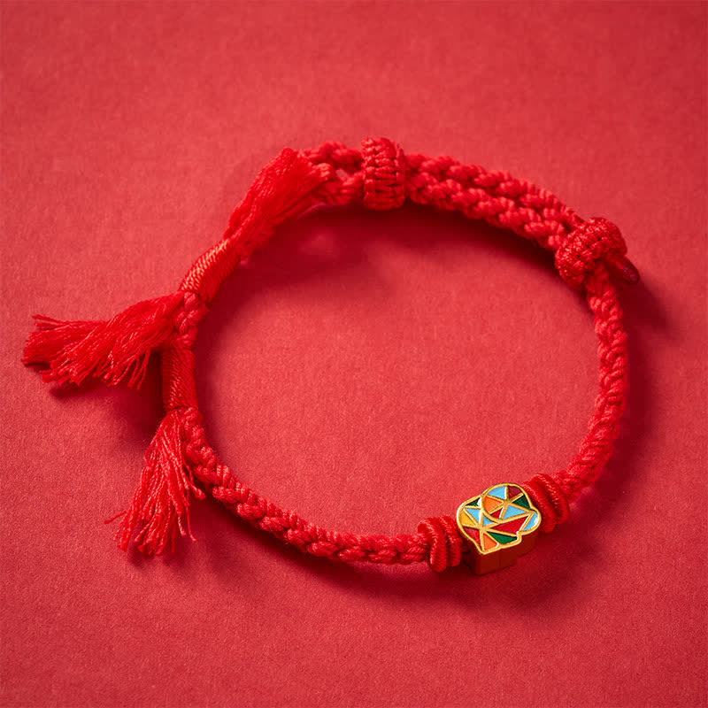 Buddha Stones Pulsera ajustable de equilibrio de cuerda roja con elefante del Tíbet - Rojo (Circunferencia de la muñeca: 5,5–6,7 pulgadas/14–17 cm) - image 0