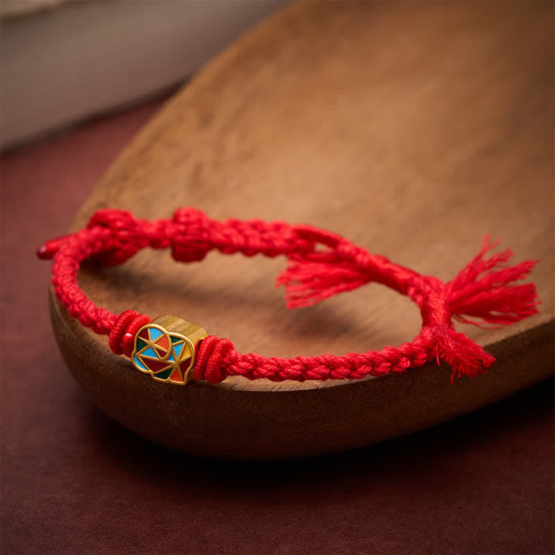 Buddha Stones Pulsera ajustable de equilibrio de cuerda roja con elefante del Tíbet - image 1